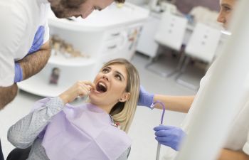 Woman on the dentsit chair Johns Creek, GA, 